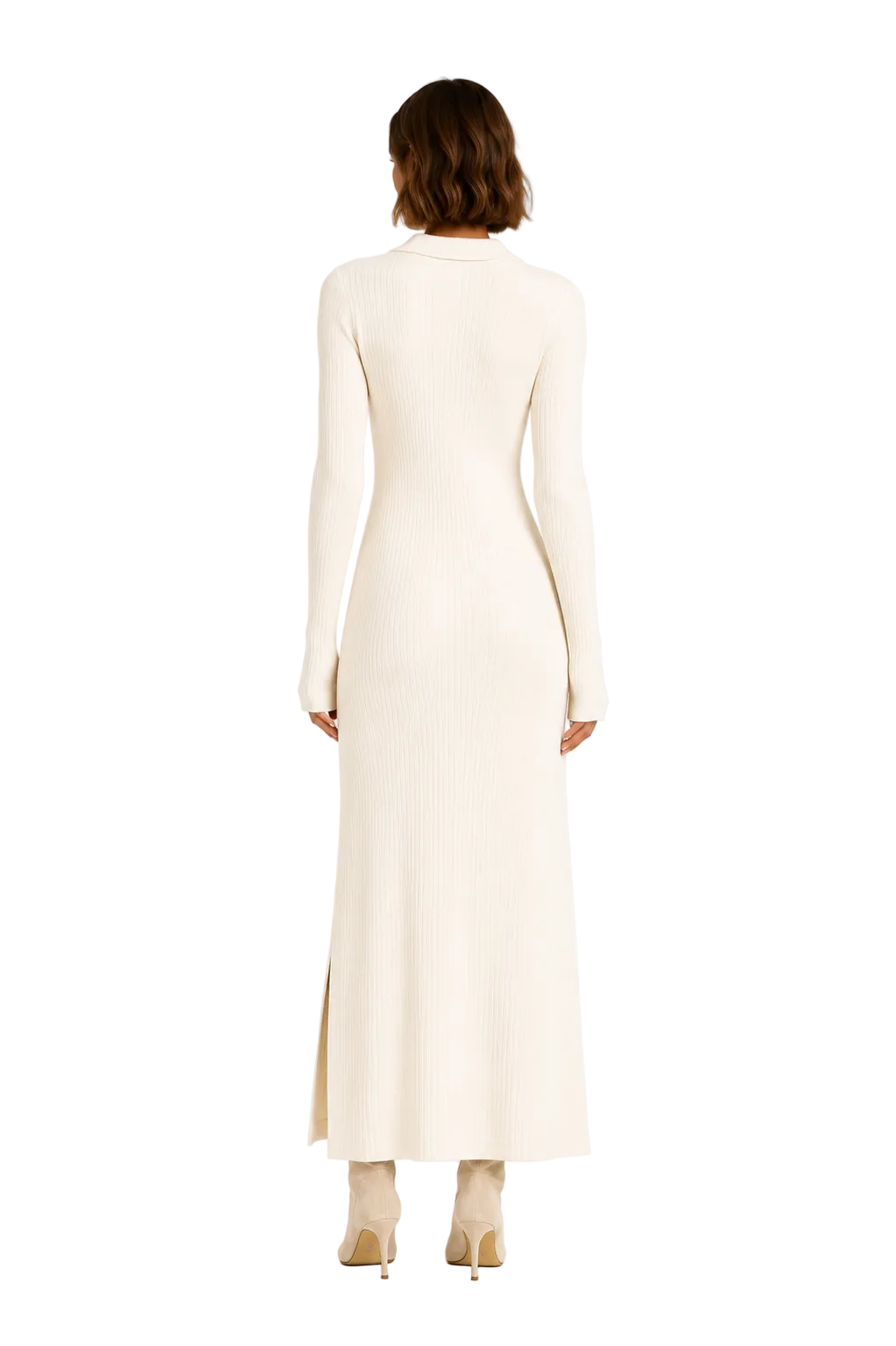 Ivory Ribbed Polo Dress