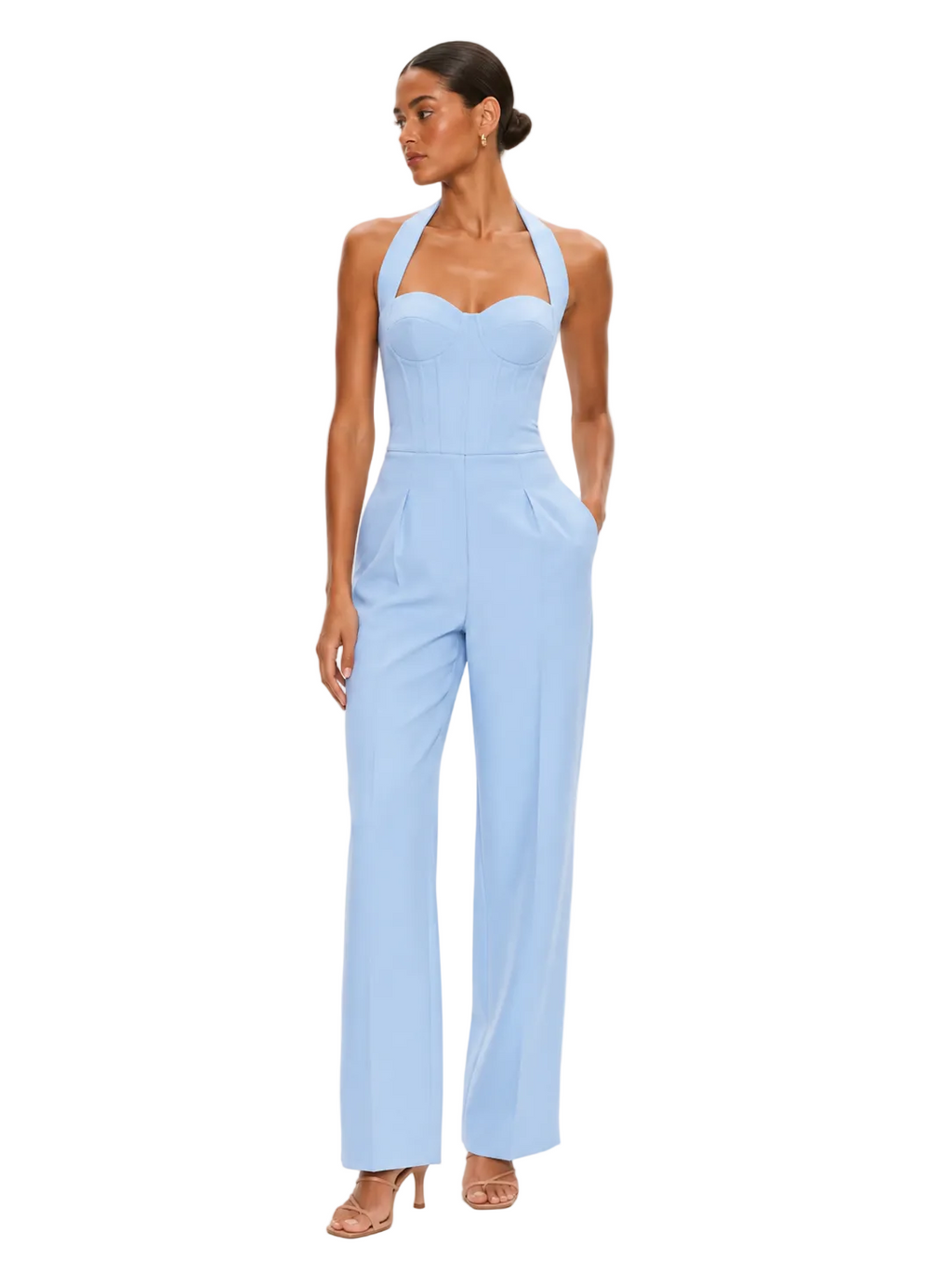 Sky-blue Corset Jumpsuit